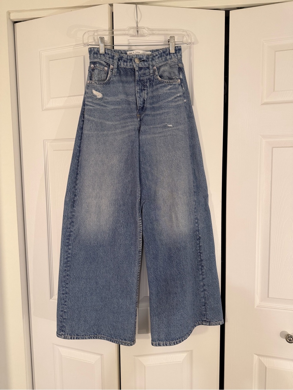 rag & bone High-Rise Wide-Leg Jeans in Light Blue Wash - Picture 4 of 5